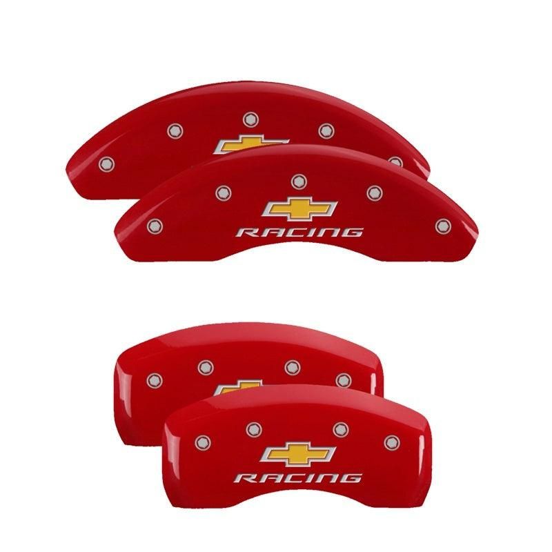MGP 4 Caliper Covers Engraved Front & Rear Gen 5/Camaro Red finish silver ch - SMINKpower Performance Parts MGP14241SCA5RD MGP