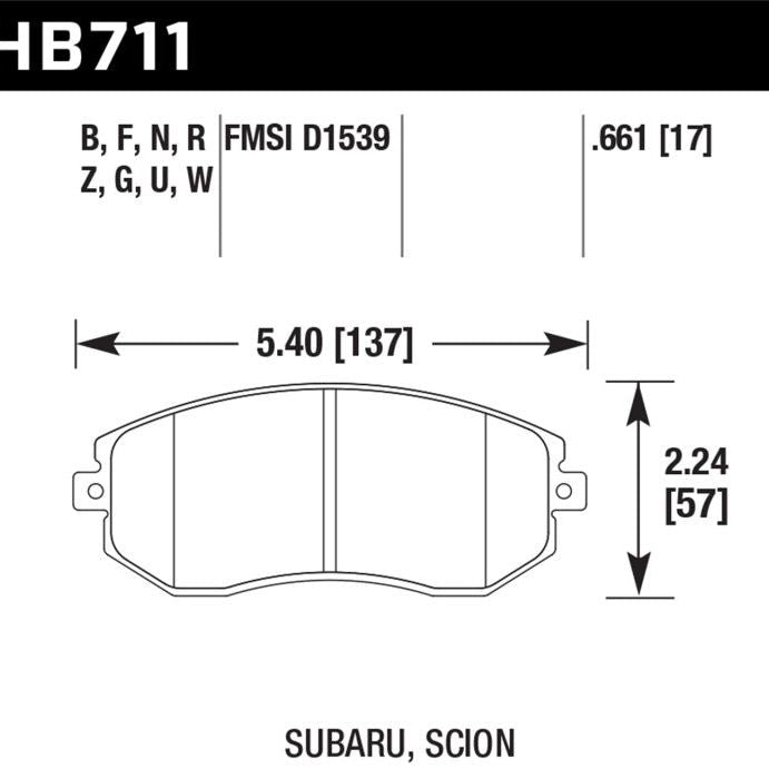 Hawk DTC-80 13 Subaru BRZ/13 Legacy 2.5i/13 Scion FR-S Front Race Brake Pads-Brake Pads - Racing-Hawk Performance-HAWKHB711Q.661-SMINKpower Performance Parts
