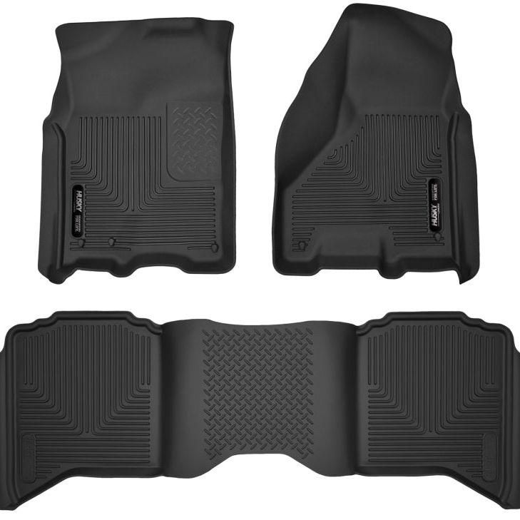 Husky Liners 09-18 Dodge Ram 1500 Crew Cab X-Act Contour Front & Second Seat Floor Liners - Black-Floor Mats - Rubber-Husky Liners-HSL53608-SMINKpower Performance Parts