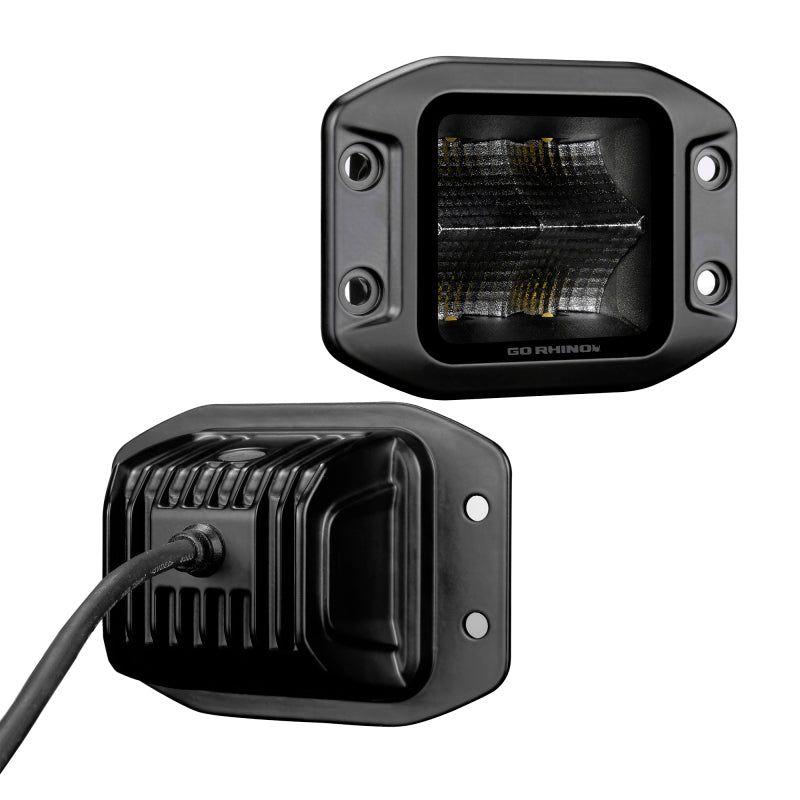 Go Rhino Xplor Blackout Series Cube LED Flood Light Kit (Flush Mount) 3x3 - Blk (Pair) - SMINKpower Performance Parts GOR750400321FCF Go Rhino