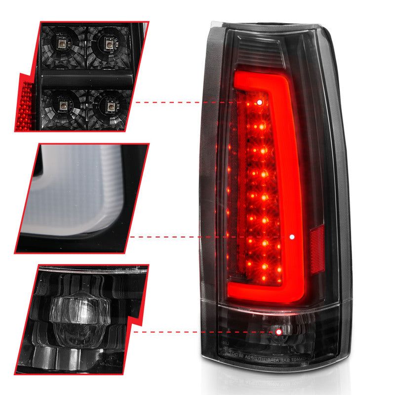 ANZO 1999-2000 Cadillac Escalade LED Taillights Black Housing Clear Lens Pair-Tail Lights-ANZO-ANZ311344-SMINKpower Performance Parts