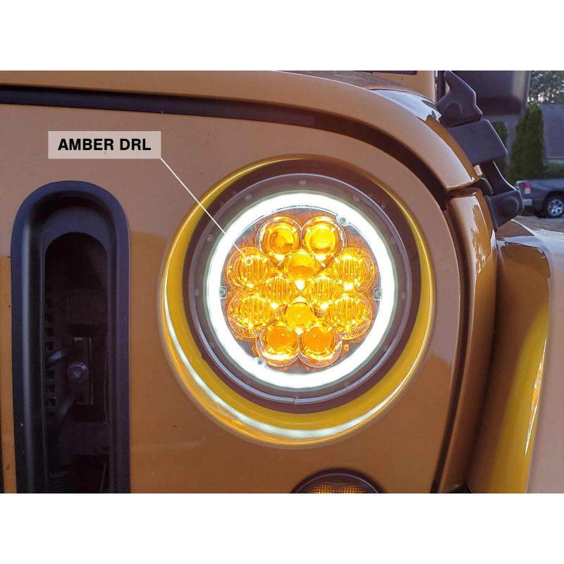 Raxiom 97-18 Jeep Wrangler TJ/JK Axial Spider LED Headlight w/ Amber DRL- Chrome Hsng (Clear Lens) - SMINKpower Performance Parts RAXJ108047 Raxiom