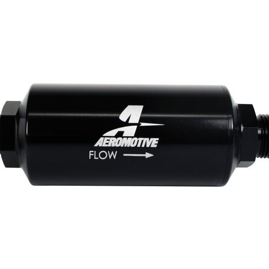 Aeromotive In-Line Filter - (AN -10 Male) 40 Micron Stainless Mesh Element Bright Dip Black Finish-Fuel Filters-Aeromotive-AER12388-SMINKpower Performance Parts