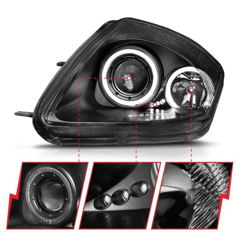 ANZO 2000-2005 Mitsubishi Eclipse Projector Headlights w/ Halo Black - SMINKpower Performance Parts ANZ121332 ANZO