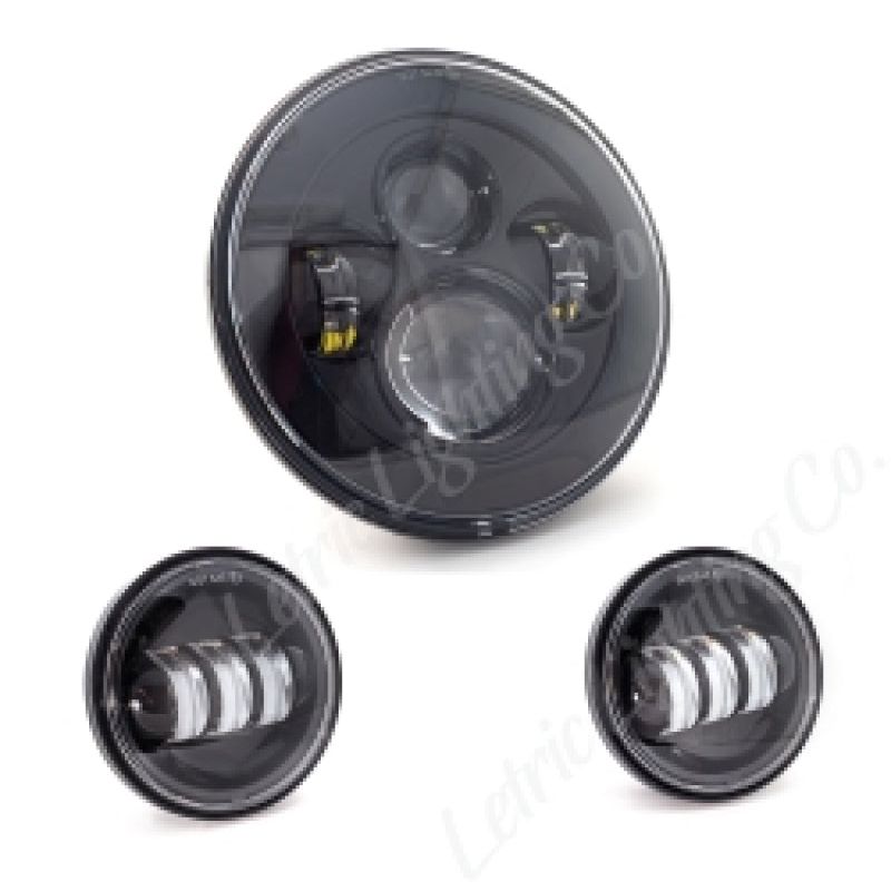 Letric Lighting 7? LED Black Premium Headlight with (2) 4.5? Black Passing Lamps - SMINKpower Performance Parts LETLLC-LHK-7B Letric Lighting