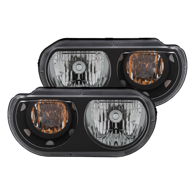 ANZO 2008-2014 Dodge Challenger Crystal Headlights Black-Headlights-ANZO-ANZ121526-SMINKpower Performance Parts