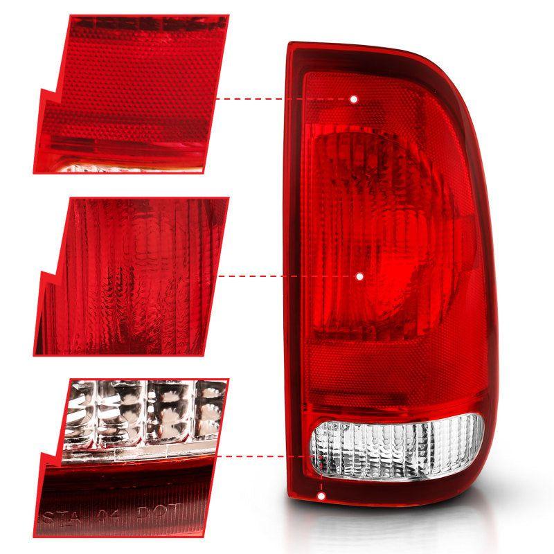 ANZO 1997-2003 Ford F-150 Taillight Red/Clear Lens (OE Replacement)-Tail Lights-ANZO-ANZ311307-SMINKpower Performance Parts