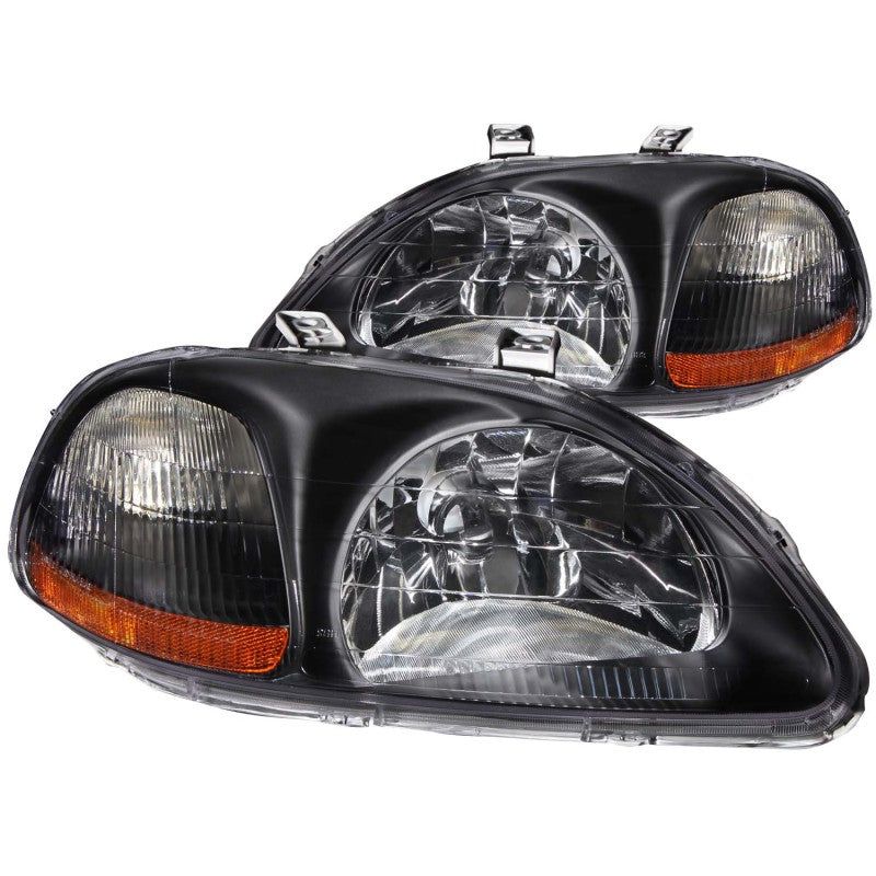 ANZO 1996-1998 Honda Civic Crystal Headlights Black-Headlights-ANZO-ANZ121067-SMINKpower Performance Parts