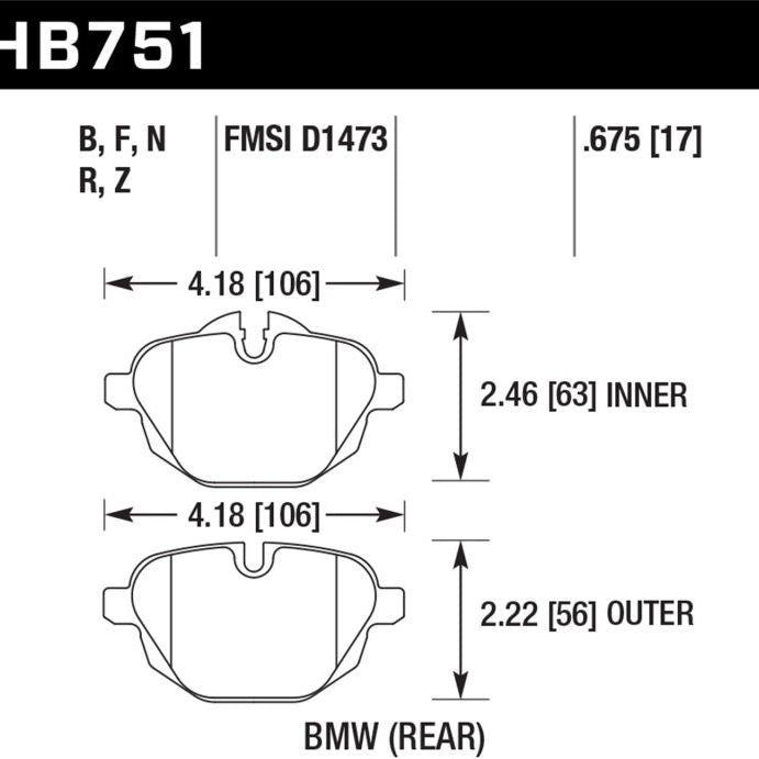 Hawk 2015 BMW 428i Gran Coupe / 11-16 535i / 11-16 X3/X4 HPS Rear Brake Pads - SMINKpower Performance Parts HAWKHB751F.675 Hawk Performance
