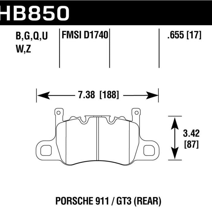 Hawk 14-17 Porsche 911 GT3 DTC-60 Race Rear Brake Pads - SMINKpower Performance Parts HAWKHB850G.655 Hawk Performance