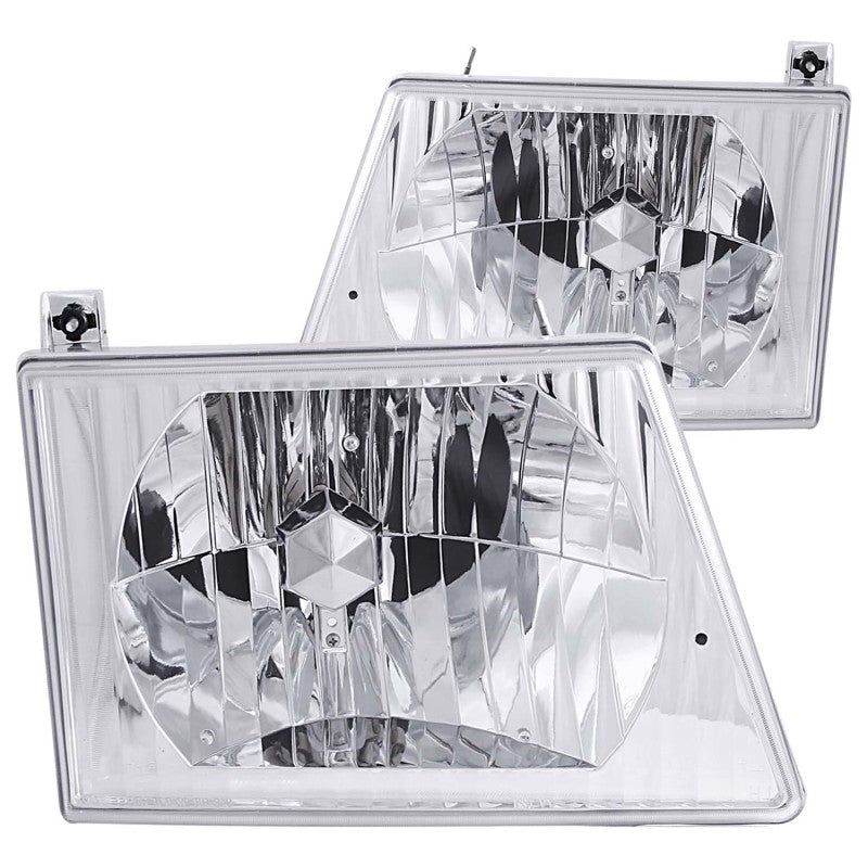 ANZO 1992-2006 Ford Econoline Crystal Headlights Chrome-Headlights-ANZO-ANZ111026-SMINKpower Performance Parts