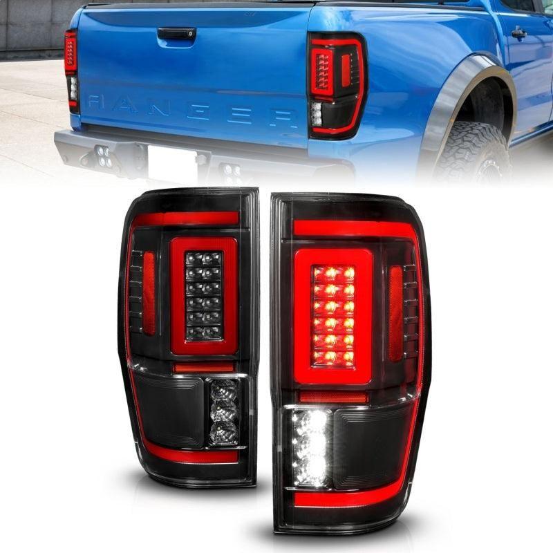 ANZO 19-22 Ford Ranger Full LED Taillights w/ Lightbar Sequential Signal Black Housing/Clear Lens - SMINKpower Performance Parts ANZ311446 ANZO