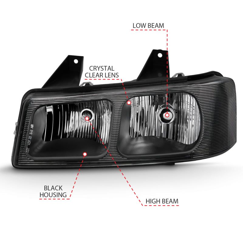 ANZO 2003-2017 Chevy Express Crystal Headlight Black-Headlights-ANZO-ANZ111474-SMINKpower Performance Parts