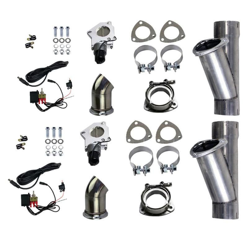 Granatelli 2.25in Alum Mild Steel Electronic Dual Slip Fit Exhaust Cutout w/Band Clamps - SMINKpower Performance Parts GMS303522D Granatelli Motor Sports