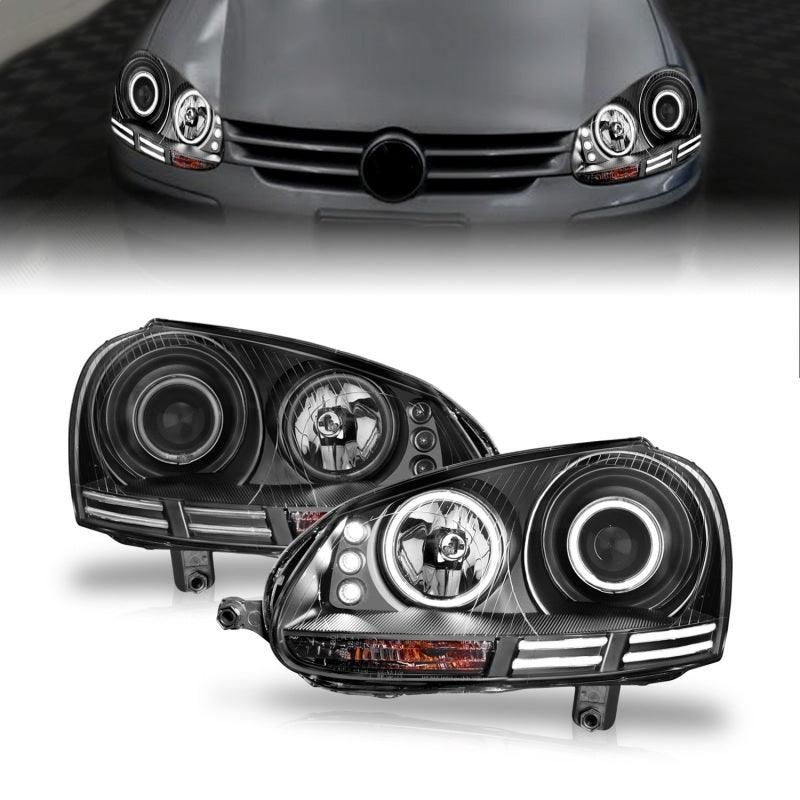 ANZO 2006-2009 Volkswagen Rabbit Projector Headlights w/ Halo Black (CCFL) - SMINKpower Performance Parts ANZ121345 ANZO