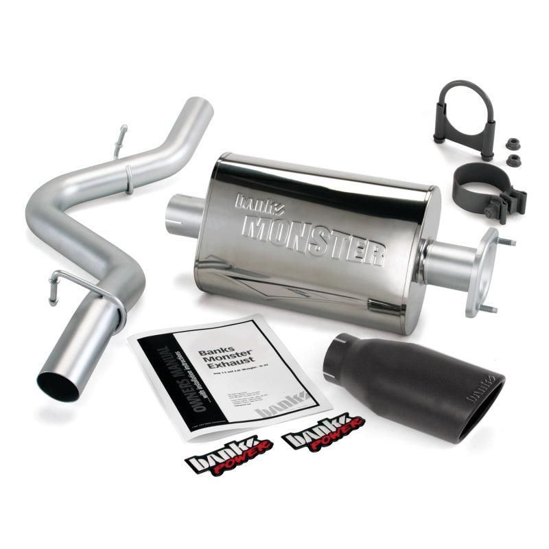 Banks Power 04-06 Jeep 4.0L Wrangler Unlimited Monster Exhaust Sys - SS Single Exhaust w/ Black Tip - SMINKpower Performance Parts GBE51315-B Banks Power