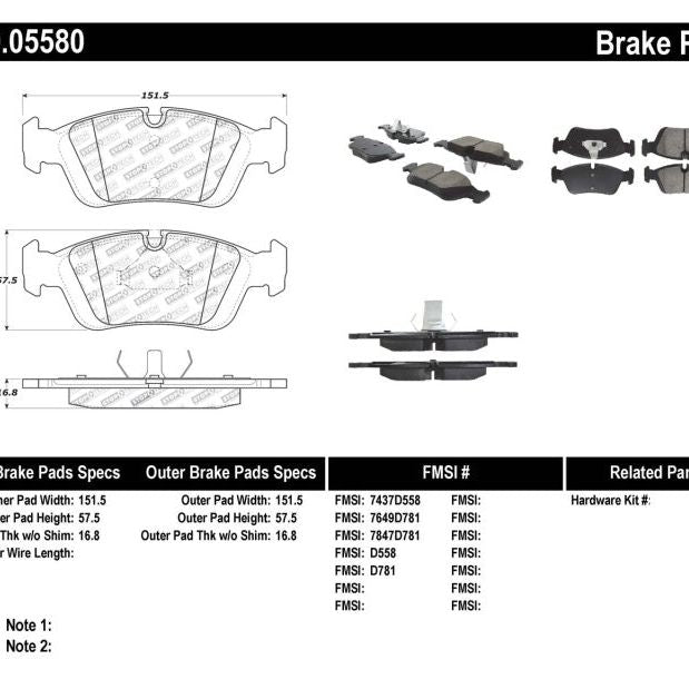 StopTech 96-02 BMW Z3 / 03-08 Z4 / 97-00 323 / 10/90-99 325/328 (E30/E36) Front Brake Pads-Brake Pads - Performance-Stoptech-STO309.05580-SMINKpower Performance Parts