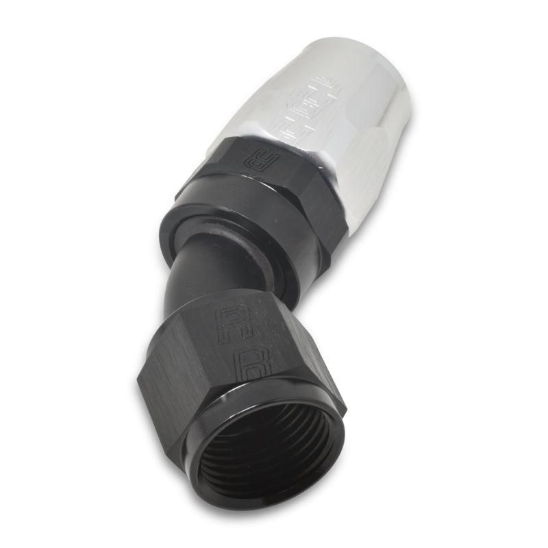 Russell Performance -6 AN Black/Silver 45 Degree Full Flow Hose End - SMINKpower Performance Parts RUS610093 Russell