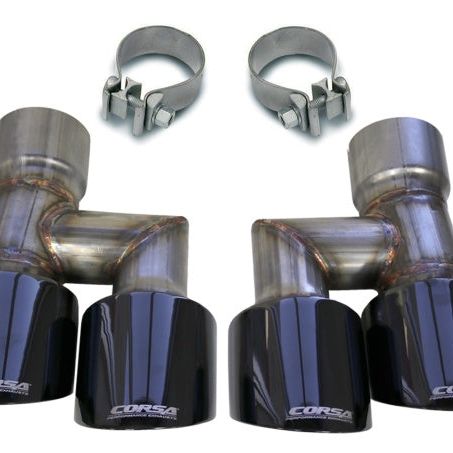 Corsa 18-19 Ford Mustang Eco 2.3L Twin 4in Black PVD Pro-Series Tip Kit (Clamps Included)-Tips-CORSA Performance-COR21038BLK-SMINKpower Performance Parts