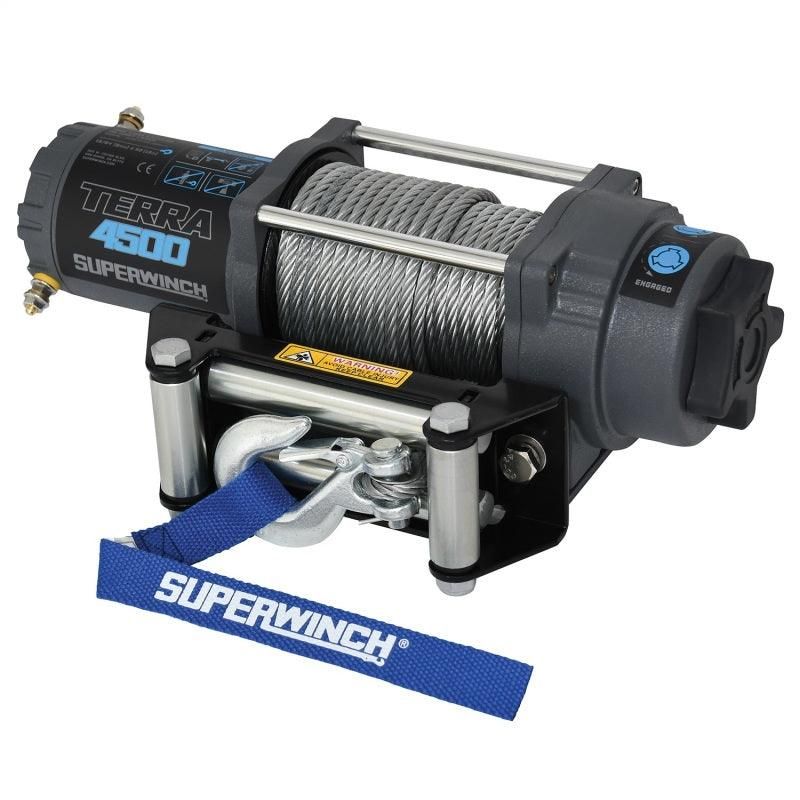 Superwinch 4500 LBS 12V DC 15/64in x 50ft Steel Rope Terra 4500 Winch - Gray Wrinkle - SMINKpower Performance Parts SUW1145260 Superwinch