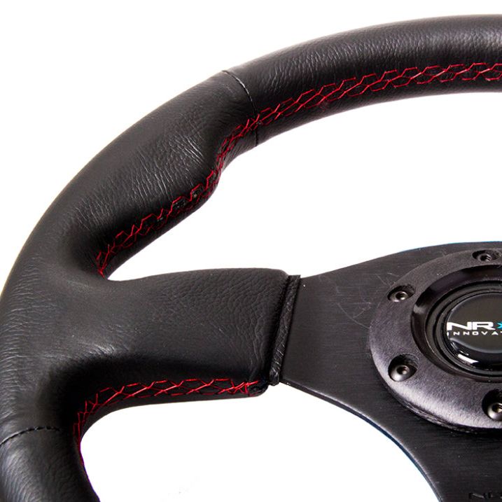 NRG Reinforced Steering Wheel (320mm) Leather w/Red Stitch - nrg-reinforced-steering-wheel-320mm-leather-w-red-stitch