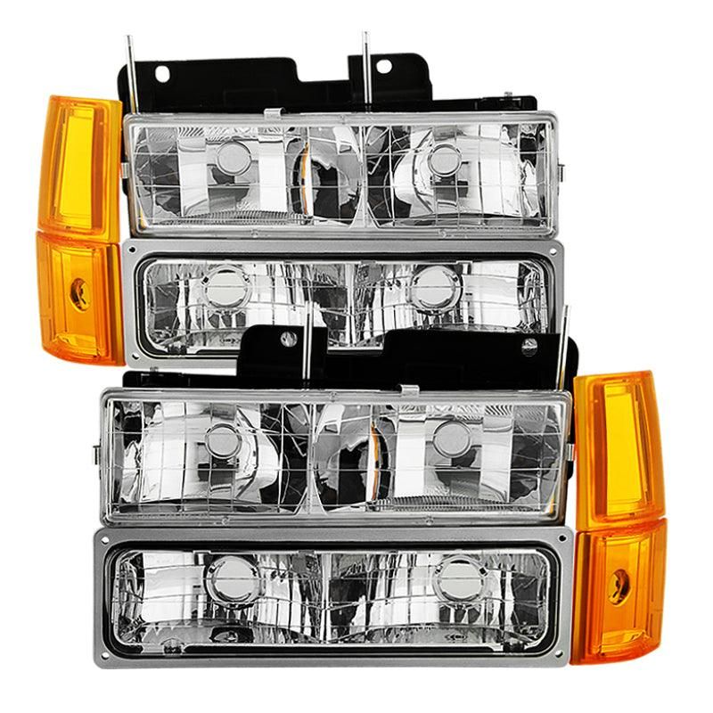 Xtune GMC Yukon 94-99 Headlights w/ Corner & Parking Lights 8pcs Sets -Chrome HD-JH-GCK94-AM-C-SET - xtune-gmc-yukon-94-99-headlights-w-corner-parking-lights-8pcs-sets-chrome-hd-jh-gck94-am-c-set