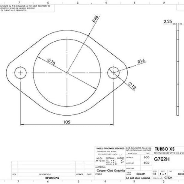 Turbo XS 2-Bolt High Temperature Exhaust Gasket 76mm/3in ID (Single) - SMINKpower Performance Parts TXSG762H Turbo XS