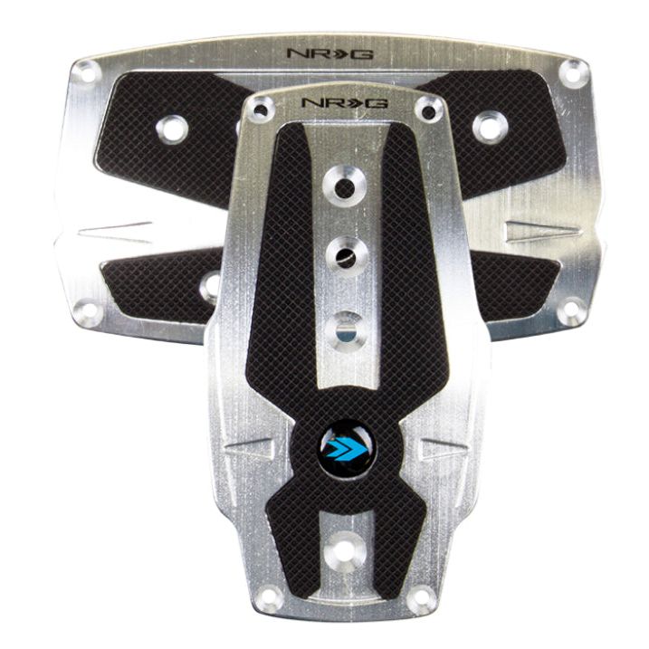 NRG Brushed Aluminum Sport Pedal A/T - Silver w/Black Rubber Inserts