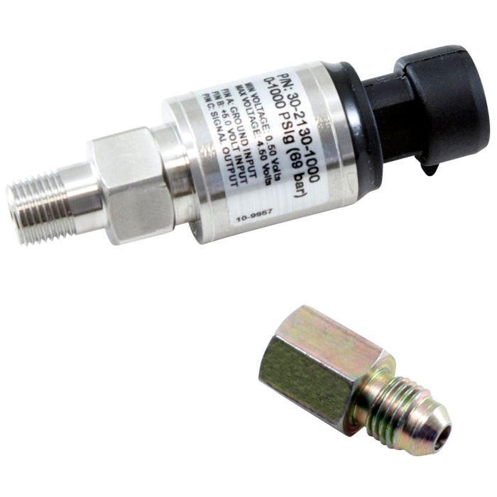 AEM 1000 PSIg Stainless Sensor Kit - 1/8in NPT Male Thread to -4 Adapter-Gauges-AEM-AEM30-2130-1000-SMINKpower Performance Parts