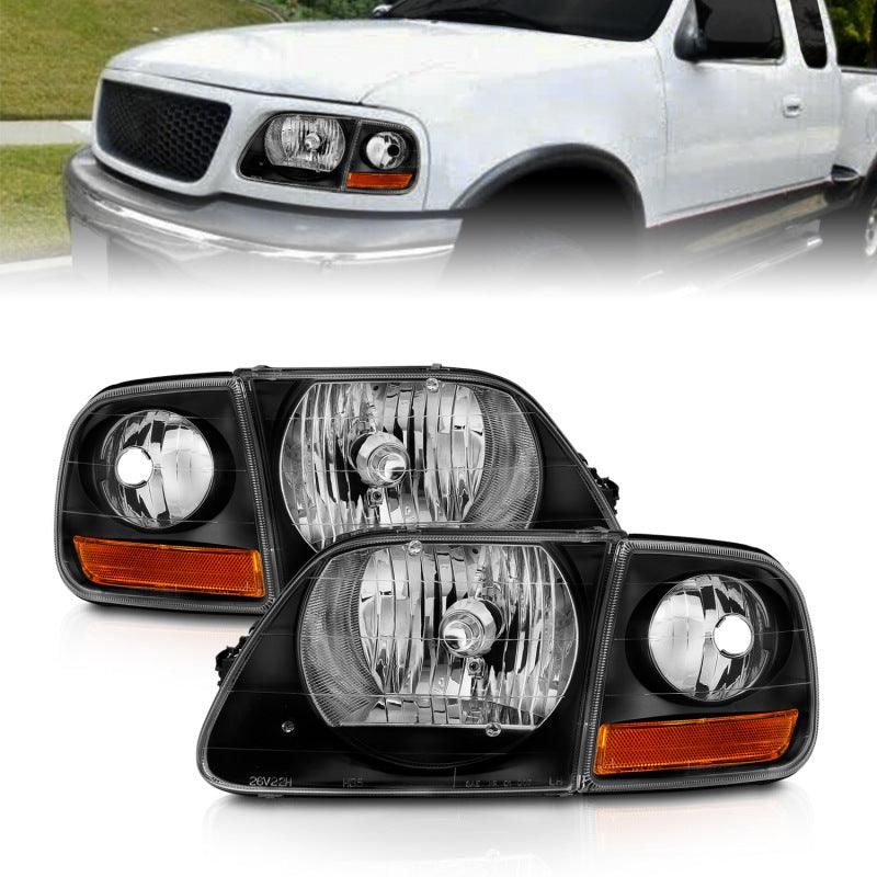ANZO 1997-2003 Ford F150 Crystal Headlight Black w/ Parking Light - SMINKpower Performance Parts ANZ111460 ANZO