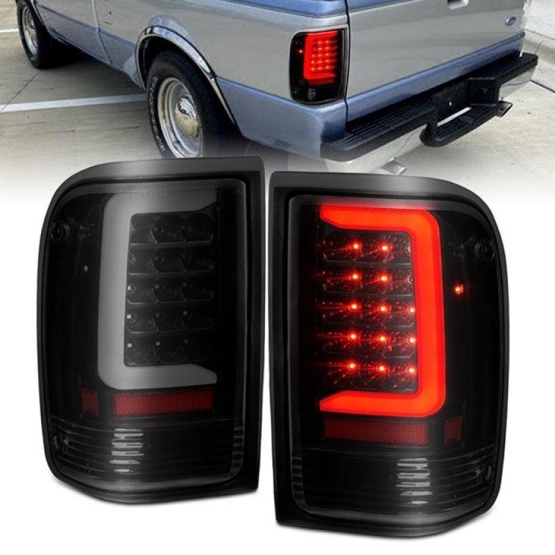 ANZO 1993-1997 Ford Ranger LED Tail Lights w/ Light Bar Black Housing Smoked Lens - SMINKpower Performance Parts ANZ311360 ANZO