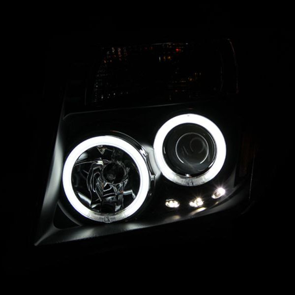 ANZO 2005-2008 Nissan Frontier Projector Headlights w/ Halo Black-Headlights-ANZO-ANZ111111-SMINKpower Performance Parts