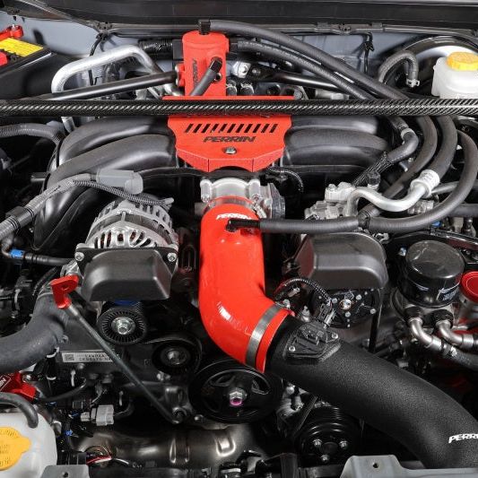 Perrin 22-23 Subaru BRZ/Toyota GR86 Silicone Inlet Hose (3in. ID / SS Wire) - Red - SMINKpower Performance Parts PERPSP-INT-432RD Perrin Performance
