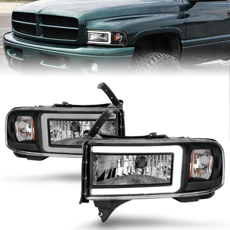 ANZO 94-02 Dodge RAM Crystal Headlight - w/ Light Bar Black Housing - SMINKpower Performance Parts ANZ111554 ANZO