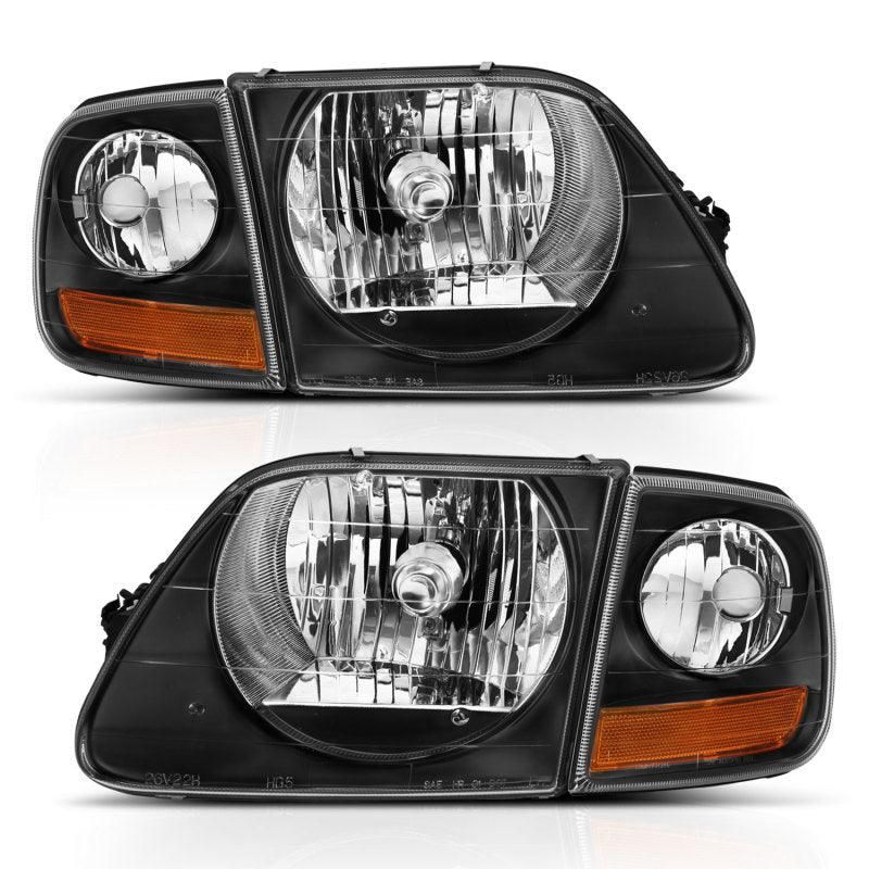 ANZO 1997-2003 Ford F150 Crystal Headlight Black w/ Parking Light - SMINKpower Performance Parts ANZ111460 ANZO