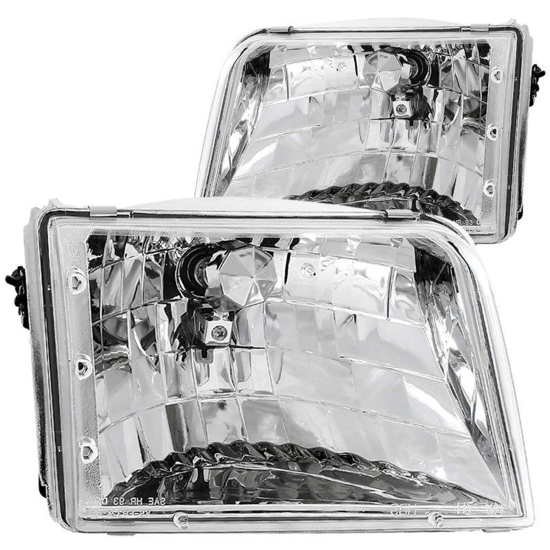 ANZO 1993-1997 Ford Ranger Crystal Headlights Chrome-Headlights-ANZO-ANZ111036-SMINKpower Performance Parts