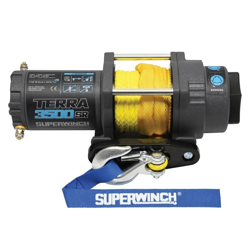 Superwinch 3500 LBS 12V DC 7/32in x 32ft Synthetic Rope Terra 3500SR Winch - Gray Wrinkle - SMINKpower Performance Parts SUW1135270 Superwinch