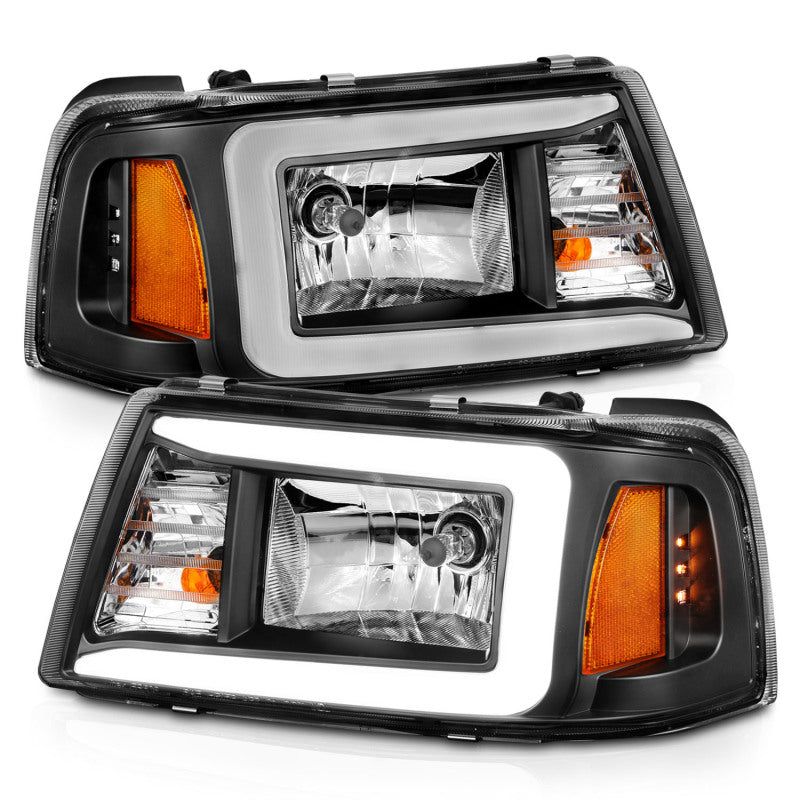 ANZO 2001-2011 Ford Ranger Crystal Headlights w/ Light Bar Black Housing-Headlights-ANZO-ANZ111511-SMINKpower Performance Parts