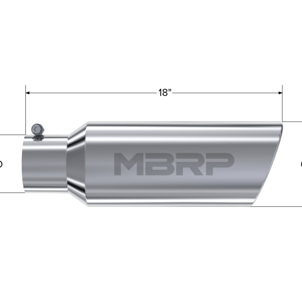 MBRP Universal Tip 6in OD Rolled End 4in Inlet 18in Length T304-Steel Tubing-MBRP-MBRPT5130-SMINKpower Performance Parts
