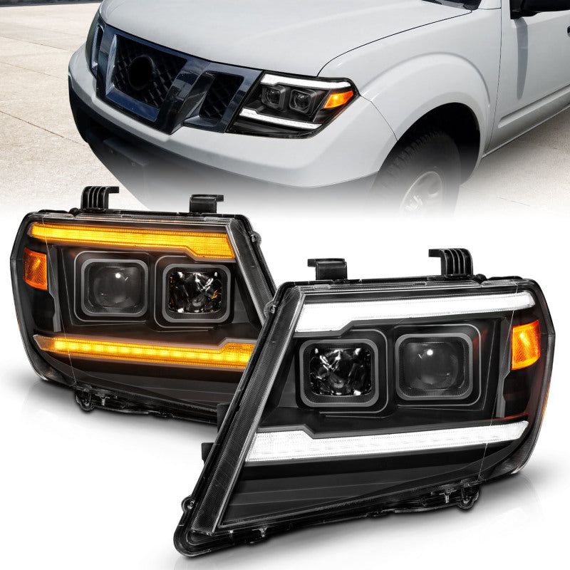 ANZO 09-20 Nissan Frontier Black Projector Plank Style DRL w/ Switchback & Sequential LED DRL - SMINKpower Performance Parts ANZ111597 ANZO