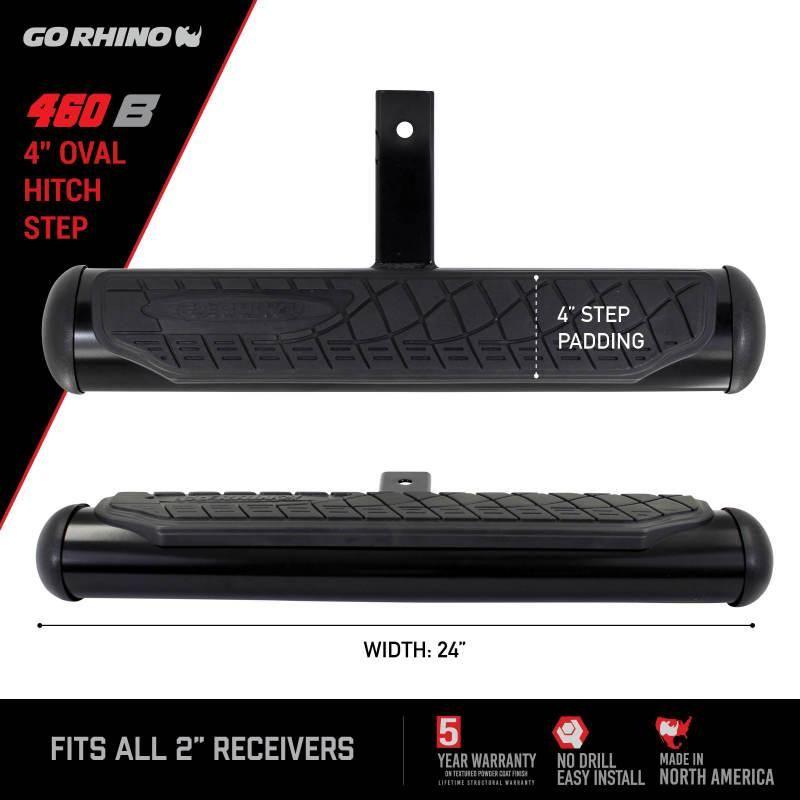 Go Rhino 4in Oval Hitch Step - Black - SMINKpower Performance Parts GOR460B Go Rhino