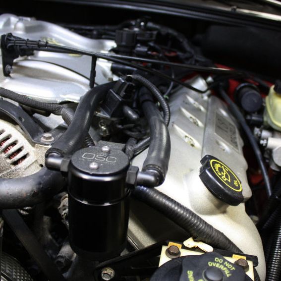J&L 99-04 Ford Mustang SVT Cobra Driver Side Oil Separator 3.0 - Black Anodized-Oil Separators-J&L-JLT3018D-B-SMINKpower Performance Parts