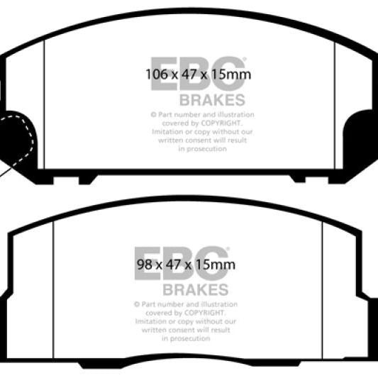 EBC 99-02 Toyota MR2 1.8 Yellowstuff Rear Brake Pads-Brake Pads - Performance-EBC-EBCDP41107R-SMINKpower Performance Parts