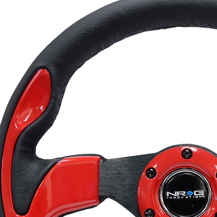 NRG Reinforced Steering Wheel (320mm) Blk w/Red Trim & 5mm 3-Spoke-Steering Wheels-NRG-NRGRST-001RD-SMINKpower Performance Parts