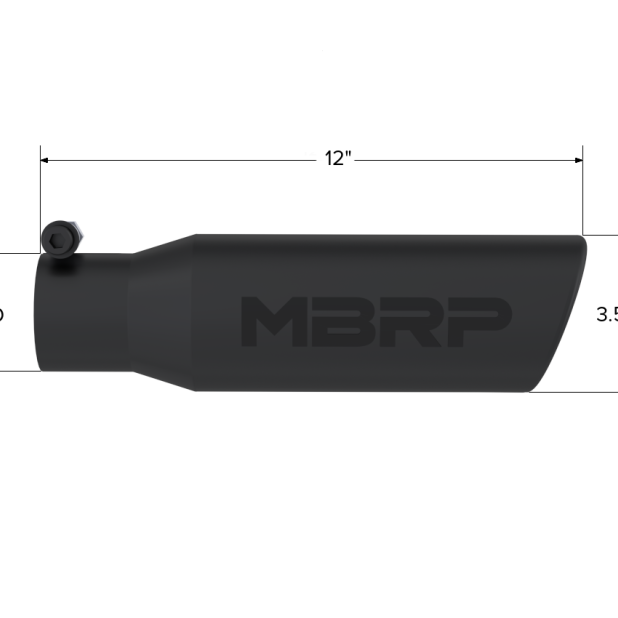 MBRP Universal Tip 3in O.D. Angled Rolled End 2 inlet 12 length - Black Finish-Tips-MBRP-MBRPT5113BLK-SMINKpower Performance Parts