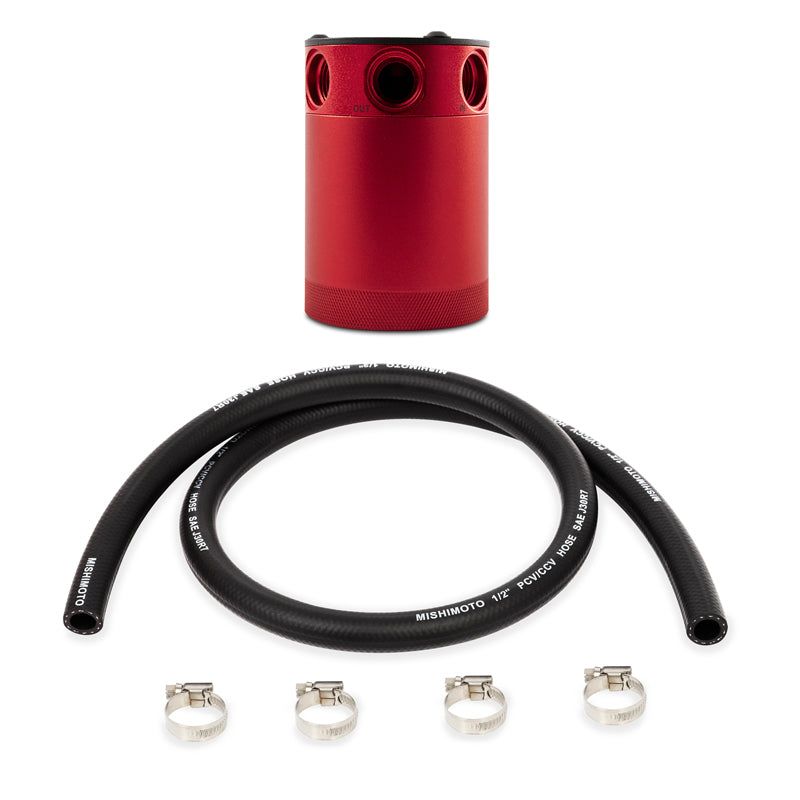 Mishimoto Compact Baffled Oil Catch Can 3-Port - Red-Oil Catch Cans-Mishimoto-MISMMBCC-CBTHR-RD-SMINKpower Performance Parts