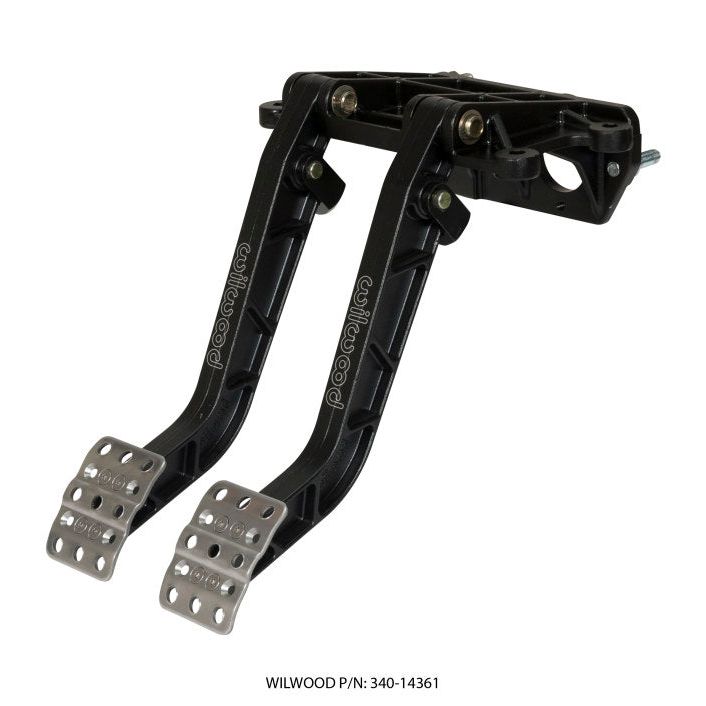 Wilwood Adjustable-Tandem Dual Pedal - Brake / Clutch - Fwd. Swing Mount - 7.0:1 - Black E-Coat - SMINKpower Performance Parts WIL340-14361 Wilwood