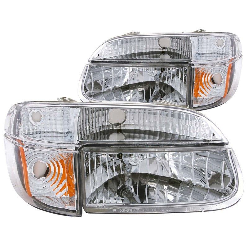 ANZO 1995-2001 Ford Explorer Crystal Headlights Chrome w/ Corner Lights 2pc-Headlights-ANZO-ANZ111040-SMINKpower Performance Parts