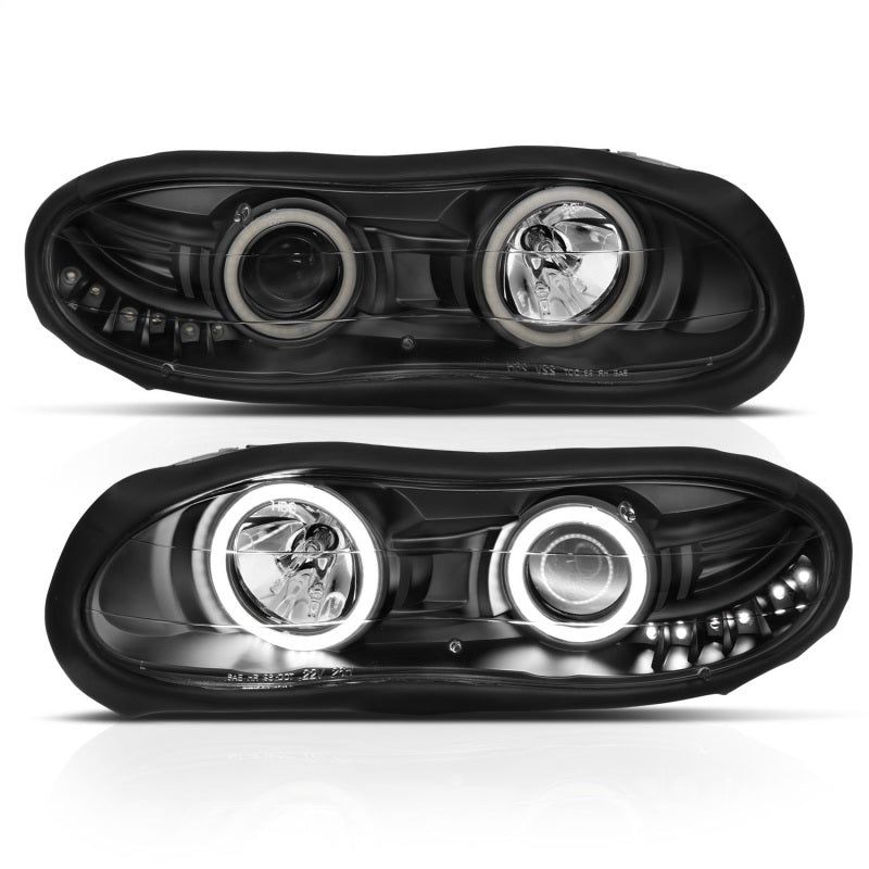 ANZO 1998-2002 Chevrolet Camaro Projector Headlights w/ Halo Black-Headlights-ANZO-ANZ121160-SMINKpower Performance Parts