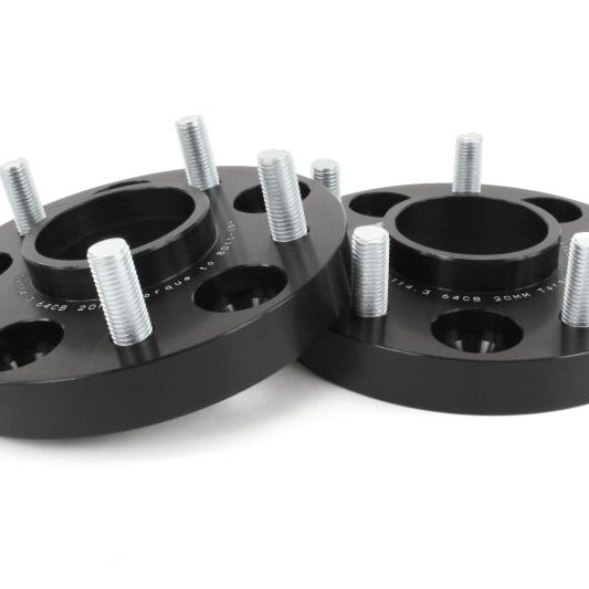 Perrin 17-18 Honda Civic Si 64.1mm Hub 5x114.3 20mm Wheel Spacers (One Pair)-Wheel Spacers & Adapters-Perrin Performance-PERPHP-WHL-020BK-SMINKpower Performance Parts